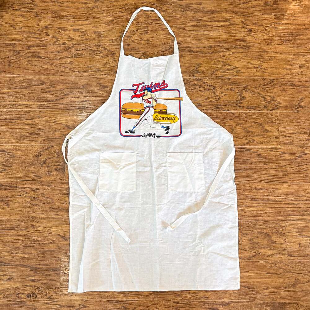 Vintage Minnesota Twins Schweigert 1984 MLB Baseball White Cotton Apron